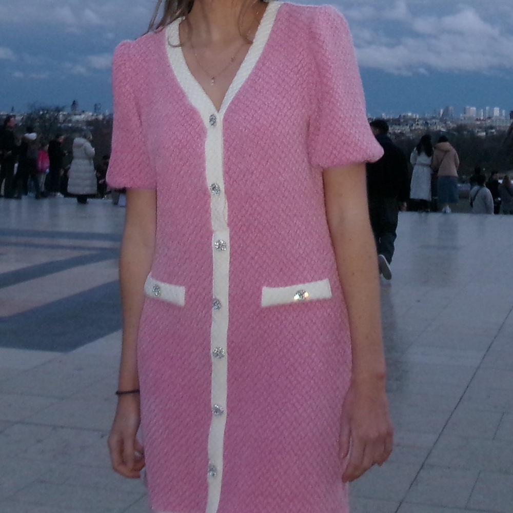 Pink button down dress